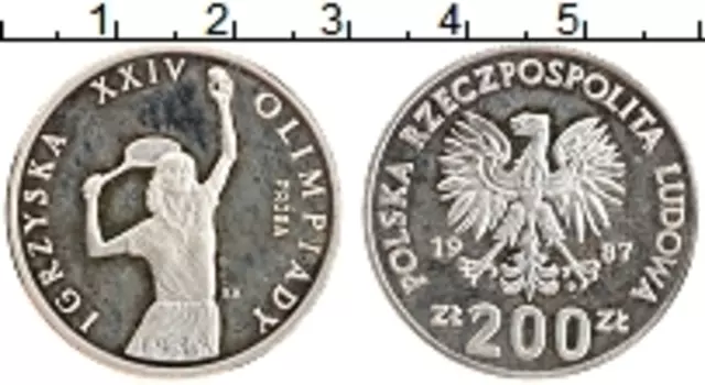 Монета 200 злотых Польши 1987 года Медно-никель XXIV Олимпиада