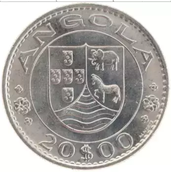 Монета 20 эскудо Анголы 1971 года Медно-никель