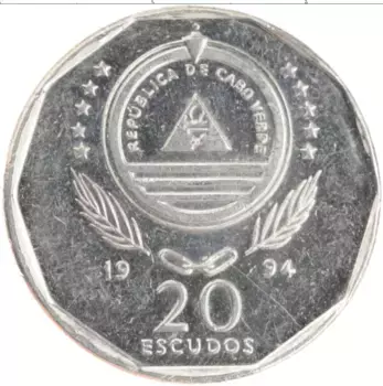 Монета 20 эскудо Кабо-Верде 1994 года Медно-никель