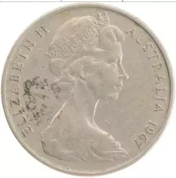 Монета 20 центов Австралии 1967 года Медно-никель Елизавета II