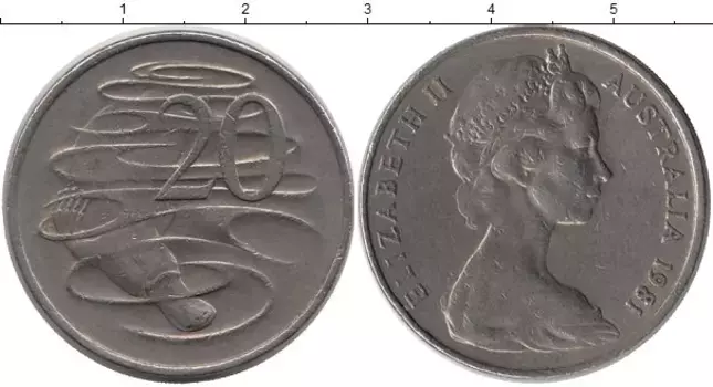 Монета 20 центов Австралии 1981 года Медно-никель Елизавета II