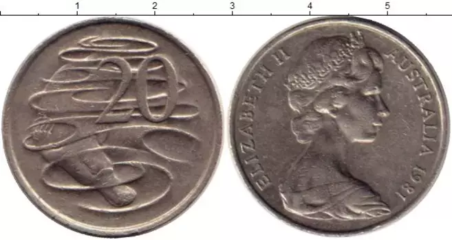 Монета 20 центов Австралии 1981 года Медно-никель Елизавета II