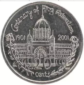 Монета 20 центов Австралии 2001 года Медно-никель Елизавета II