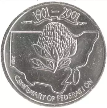 Монета 20 центов Австралии 2001 года Медно-никель Елизавета II
