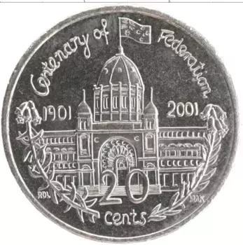 Монета 20 центов Австралии 2001 года Медно-никель Елизавета II