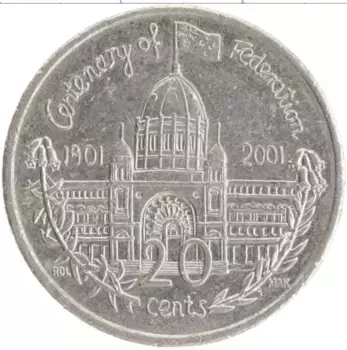Монета 20 центов Австралии 2001 года Медно-никель Елизавета II