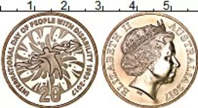Монета 20 центов Австралии 2017 года Медно-никель Год инвалидов