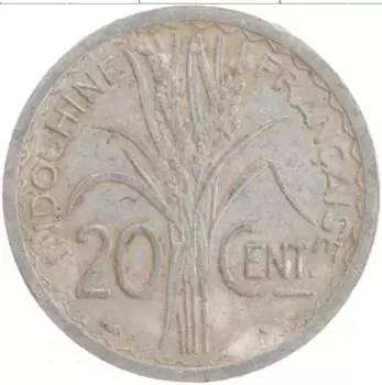 Монета 20 центов Индокитая 1945 года Алюминий