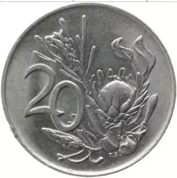 Монета 20 центов Южно Африканской Республики 1971 года Медно-никель