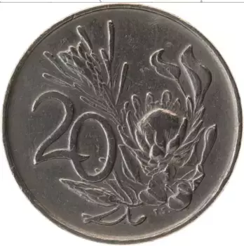 Монета 20 центов Южно Африканской Республики 1975 года Медно-никель