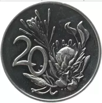 Монета 20 центов Южно Африканской Республики 1975 года Медно-никель