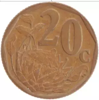 Монета 20 центов Южно Африканской Республики 2007 года Латунь