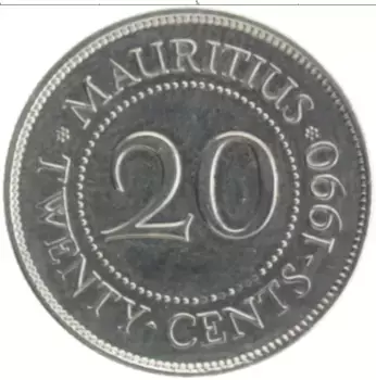 Монета 20 центов Маврикия 1990 года Медно-никель Сивусагур Рамгулам