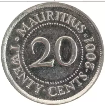 Монета 20 центов Маврикия 2001 года Медно-никель Сивусагур