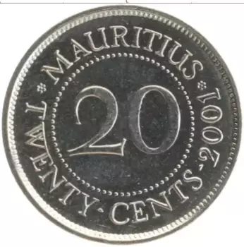 Монета 20 центов Маврикия 2001 года Медно-никель