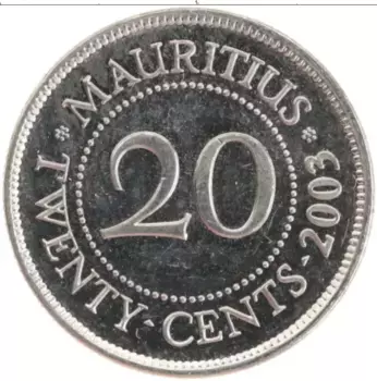 Монета 20 центов Маврикия 2003 года Медно-никель