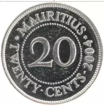 Монета 20 центов Маврикия 2004 года Медно-никель