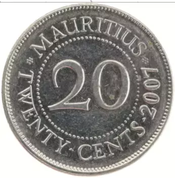 Монета 20 центов Маврикия 2007 года Медно-никель Сивусагур
