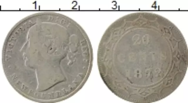 Монета 20 центов Ньюфаундленда 1872 года Серебро Виктория