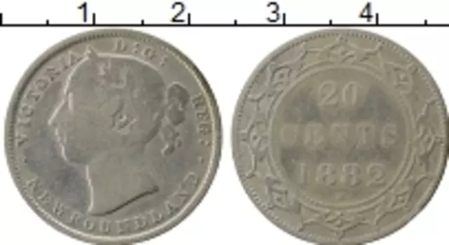 Монета 20 центов Ньюфаундленда 1882 года Серебро Виктория