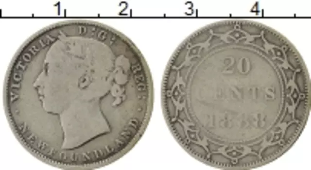 Монета 20 центов Ньюфаундленда 1888 года Серебро Виктория
