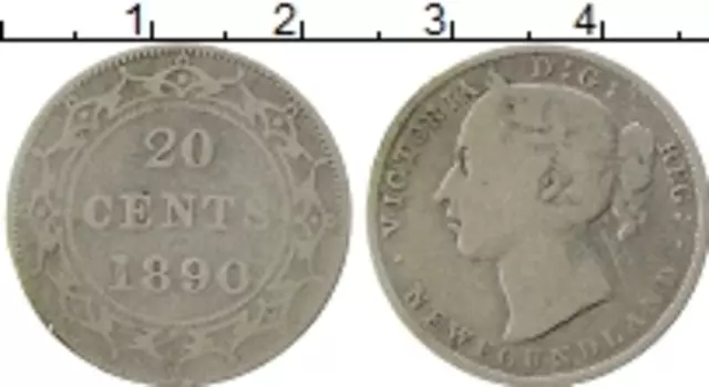 Монета 20 центов Ньюфаундленда 1890 года Серебро Виктория