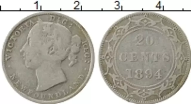Монета 20 центов Ньюфаундленда 1894 года Серебро Виктория