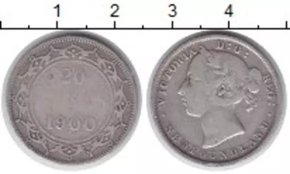 Монета 20 центов Ньюфаундленда 1900 года Серебро Королева Виктория