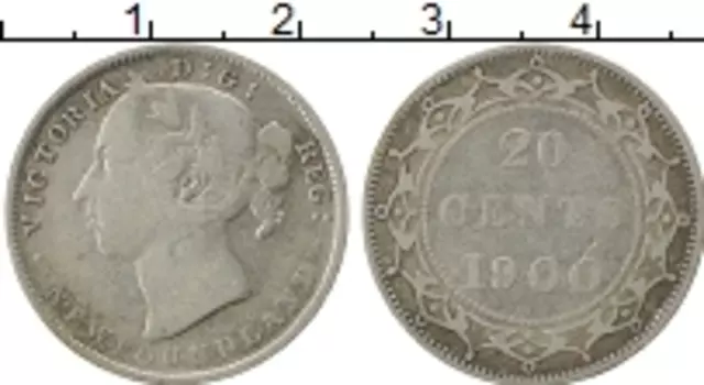 Монета 20 центов Ньюфаундленда 1900 года Серебро Виктория