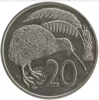 Монета 20 центов Новой Зеландии 1968 года Медно-никель Елизавета II