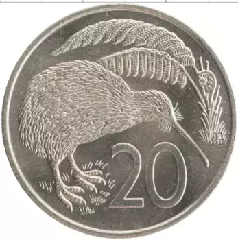 Монета 20 центов Новой Зеландии 1971 года Медно-никель Елизавета II