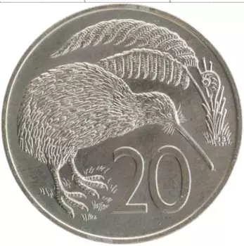 Монета 20 центов Новой Зеландии 1973 года Медно-никель Елизавета II