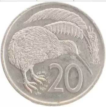 Монета 20 центов Новой Зеландии 1977 года Медно-никель Елизавета II