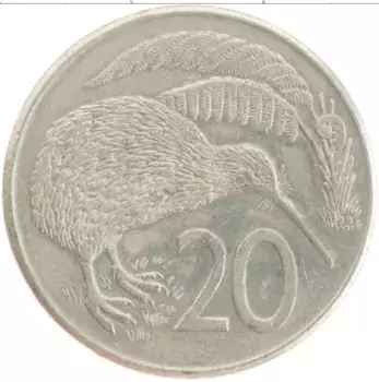 Монета 20 центов Новой Зеландии 1980 года Медно-никель Елизавета II