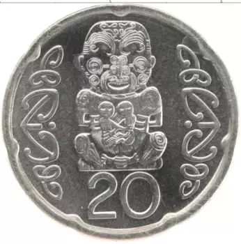 Монета 20 центов Новой Зеландии 2008 года Медно-никель Елизавета II