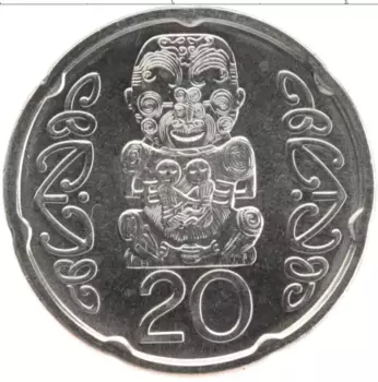Монета 20 центов Новой Зеландии 2008 года Медно-никель Елизавета II