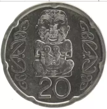 Монета 20 центов Новой Зеландии 2008 года Медно-никель Елизавета II