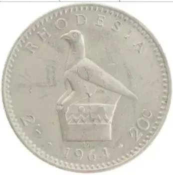 Монета 20 центов Родезии 1964 года Медно-никель Елизавета II