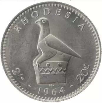 Монета 20 центов Родезии 1964 года Медно-никель Елизавета II