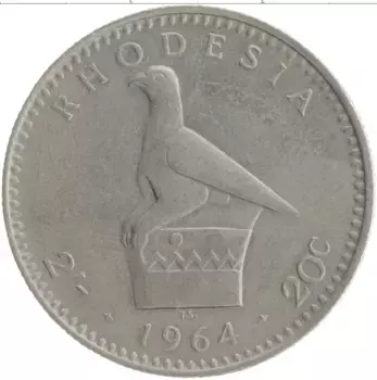Монета 20 центов Родезии 1964 года Медно-никель Елизавета II