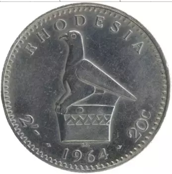 Монета 20 центов Родезии 1964 года Медно-никель Елизавета II