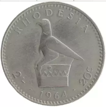 Монета 20 центов Родезии 1964 года Медно-никель Елизавета II