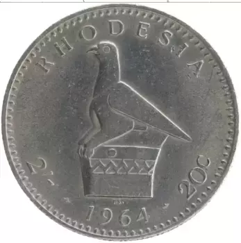 Монета 20 центов Родезии 1964 года Медно-никель Елизавета II