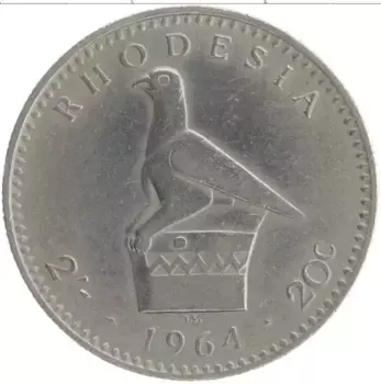Монета 20 центов Родезии 1964 года Медно-никель Елизавета II