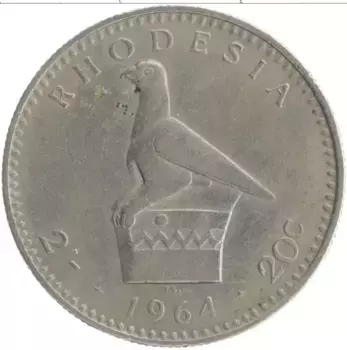 Монета 20 центов Родезии 1964 года Медно-никель Елизавета II