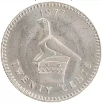 Монета 20 центов Родезии 1977 года Медно-никель