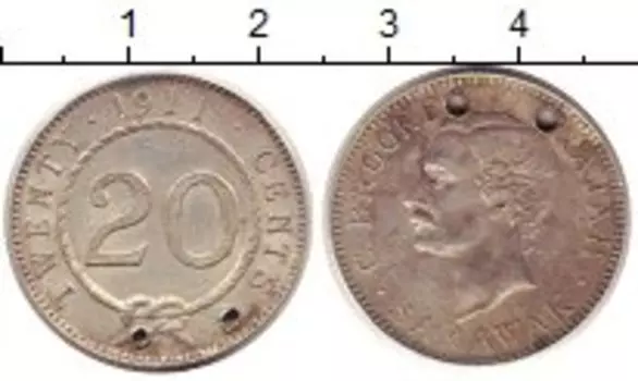 Монета 20 центов Саравака 1911 года Серебро Раджа Ч