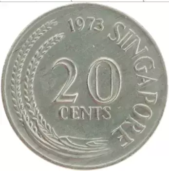 Монета 20 центов Сингапура 1973 года Медно-никель