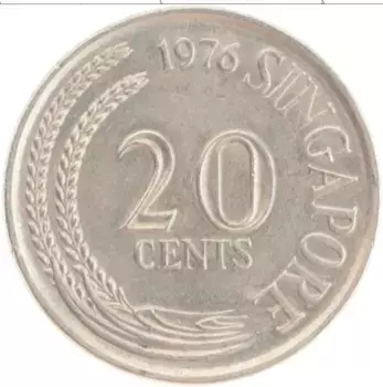 Монета 20 центов Сингапура 1976 года Медно-никель
