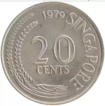 Монета 20 центов Сингапура 1979 года Медно-никель